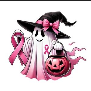 Pink Ghost Halloween Graphic Tee